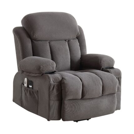 Power Lift Recliner Chair with Heat and Massage Electric Fabric Recliner Chair for Elderly with Side Pocket, USB Charge Port, Remote Control for Living Room (GREY)
